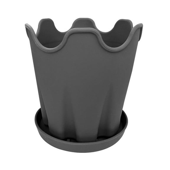 Simple Silicone Round Planter with Tray Durable and Stylish for Flowers and Herbs