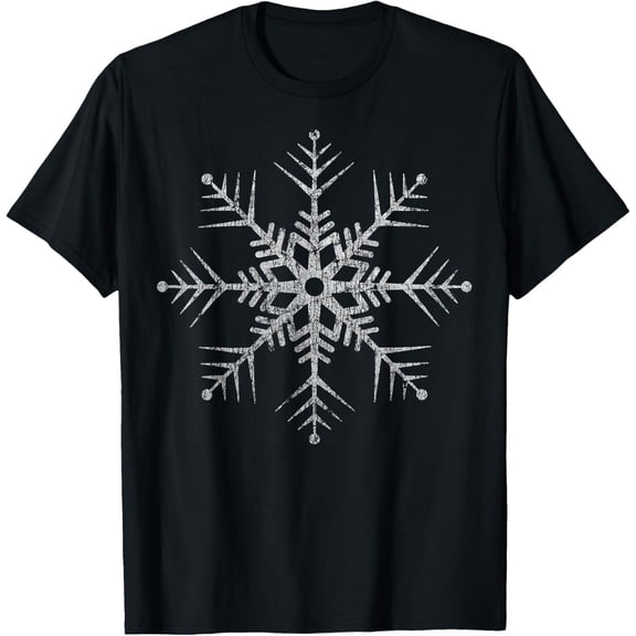 Simple Silver Foil Snowflake Holiday T-Shirt men and women can wear, black, white, gifts