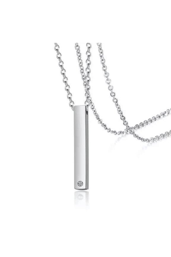 Simple Silver Pendants Stainless Steel Couple Necklace Women Men's Lover Jewelry