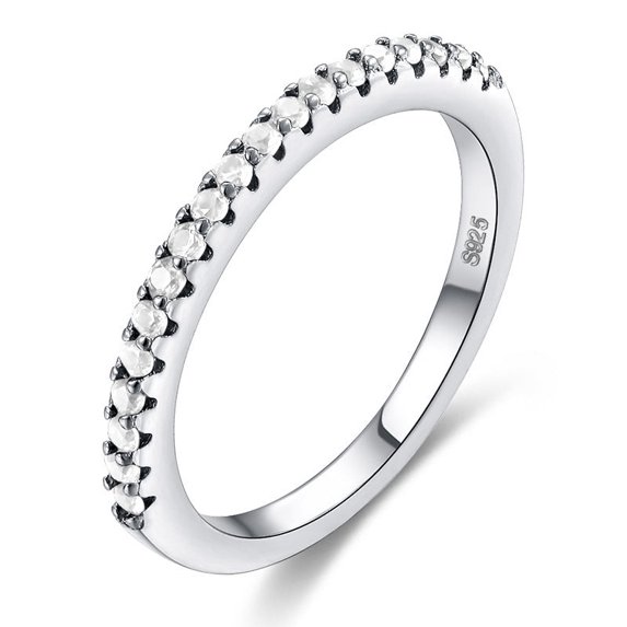 Simple Single Row Zircon Ring With Diamond Inlaid Look Copper Plated Band For Women Size 6 7 8 9 Sleek Finish