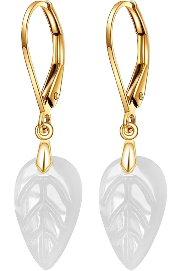 Simple Single Stone Drop Earrings, 18K Yellow Gold Plated Natural Geometric Crystal, Style N9950