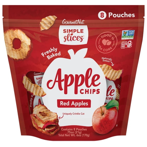 Simple Slices Gourmet Nut Baked Apple Chips MDH1(Red Apple, 0.75 Ounce (Pack of 8 Bag))