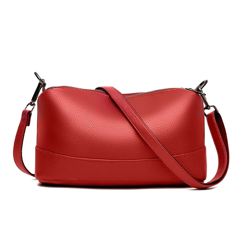 Simple Small Shoulder Bags For Women Solid Color PU Leather Strap