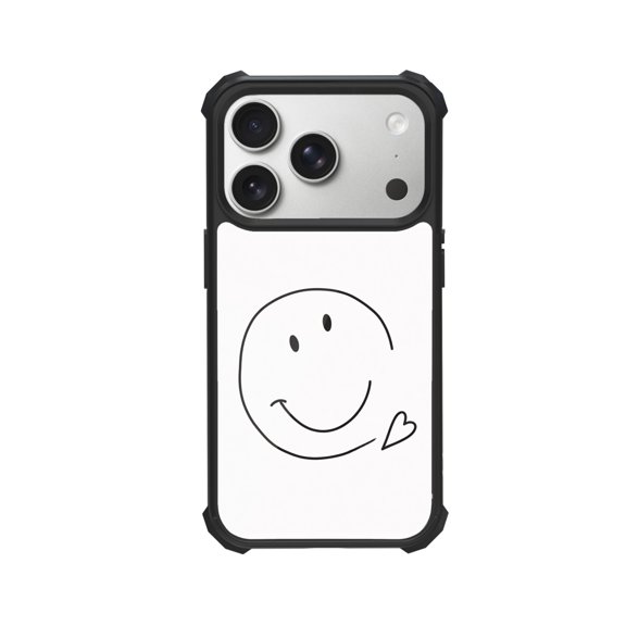 Simple Smiley Shockproof Case For iPhone 12 13 14 15 16 Pro Max Series – TPU Bumper + Hard PC Back, Air-Cushion Corners