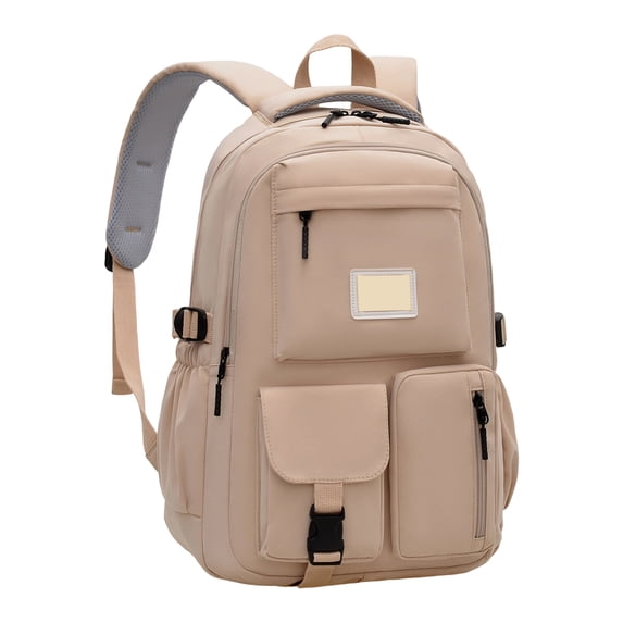 Simple Solid Color Backpack for Teens Boys Girls, Multi Pocket Casual School Bookbag, Lightweight Water Resistant Nylon Student Daypack for Middle High School Travel Back to School