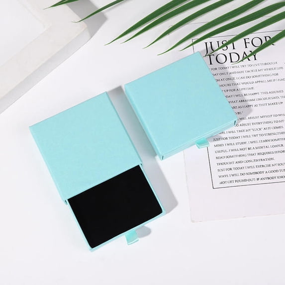Simple Solid Color Thick Paper Drawer Jewelry Packaging Box Greeting Card Necklace Bracelet Creative Gift Package Paper Box Blue green