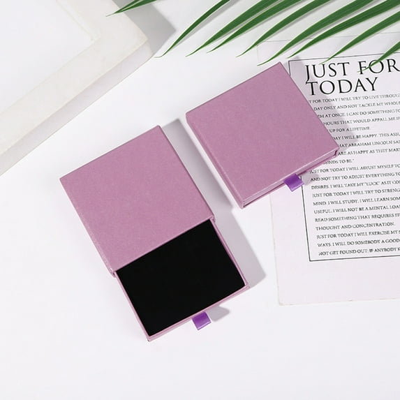 Simple Solid Color Thick Paper Drawer Jewelry Packaging Box Greeting Card Necklace Bracelet Creative Gift Package Paper Box Purple