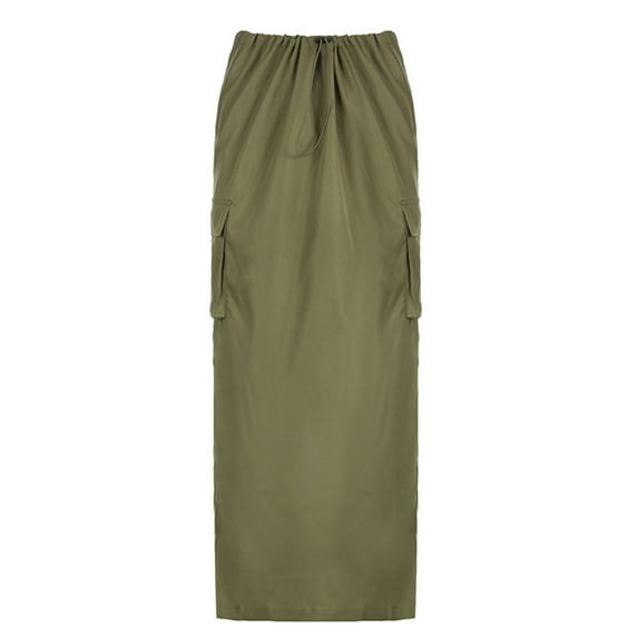 Simple Solid Color Work Clothes Pocket Split Casual Skirt Club Basic Leisure Dailywear
