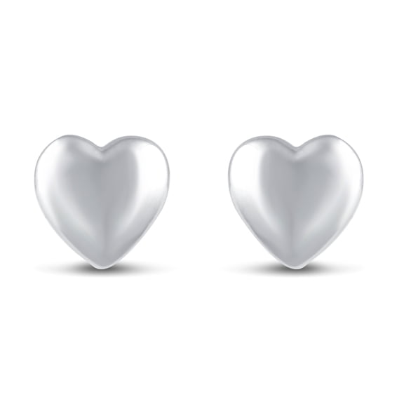 Simple Solid Disk Plain Heart Love Stud Earrings in 925 Sterling Silver Jewelry