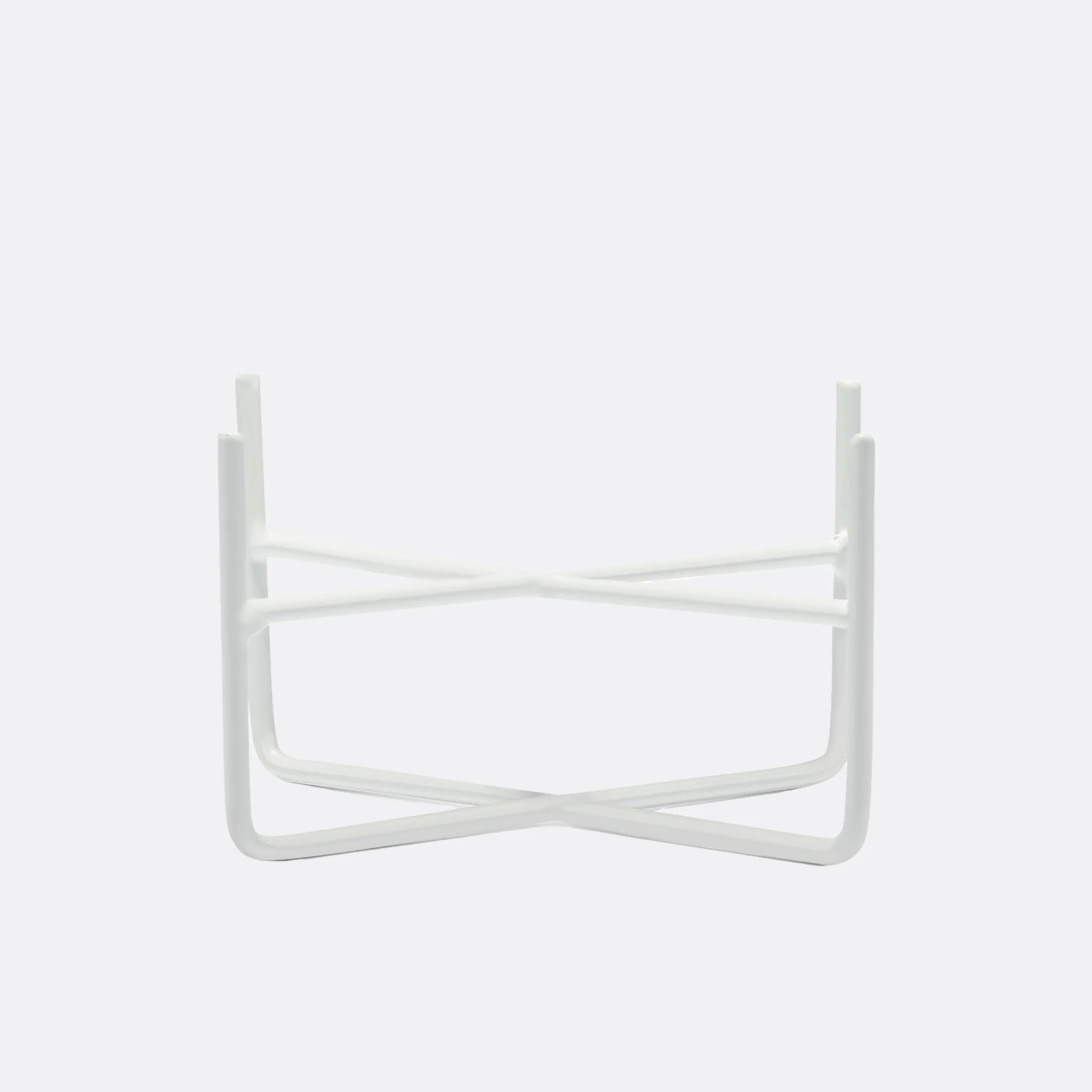 Small Matte White Iron Dog Bowl Stand