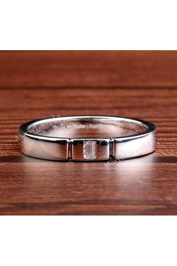 Simple Solitaire Diamond Engagement Ring, Single Diamond Flush Set Ring, Unisex Ring, Perfect Proposal Ring, 925 Sterling Silver, 1.5 Ct Emerald Cut Simulated Diamond, Anniversary Gifts