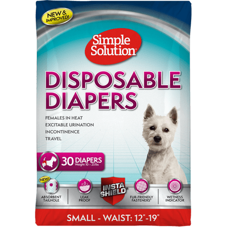 Simple Solution Disposable Dog Diapers for Female Dogs | Super Absorbent Leak-Proof Fit | Females In Heat, Excitable Urination, Incontinence, or Puppy Training | Small | 30 Count