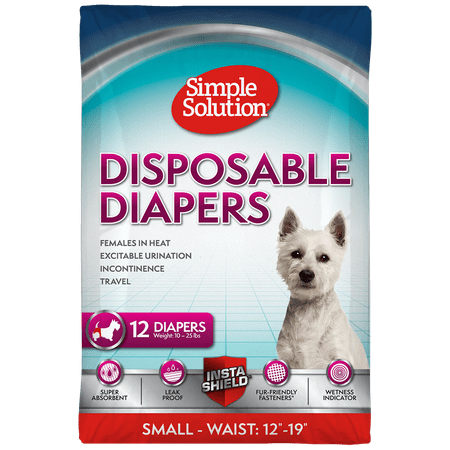 Simple Solution Disposable Dog Diapers for Female Dogs | Super Absorbent Leak-Proof Fit | Small | 12 Count
