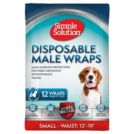 Simple Solution Disposable Dog Diapers for Male Dogs - Small - 12 Count