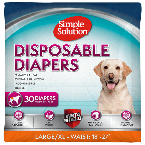 Simple Solution True Fit Disposable Female Dog Diaper - L/XL - 30 Count