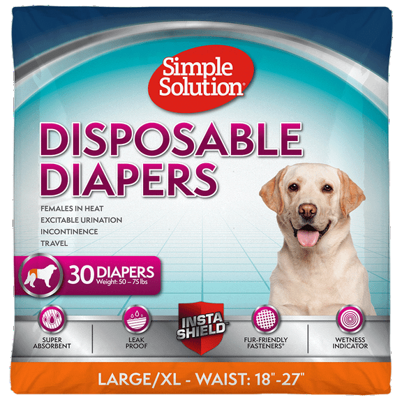 Simple Solution True Fit Disposable Female Dog Diaper - L/XL - 30 Count