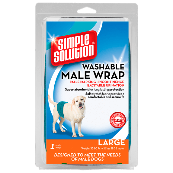 Simple Solution Washable Male Dog Wrap, Lg. - 1 Reusable Dog Diaper Per Pack