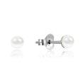 thumbnail image 1 of Simple Sophistication 5mm Cultured Freshwater White Pearl Sterling Silver .925 Stud Earrings, 1 of 6