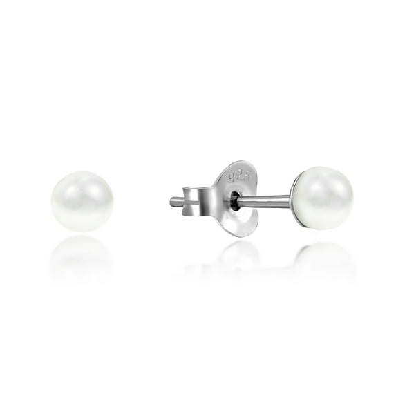 Simple Sophistication 5mm Cultured Freshwater White Pearl Sterling Silver .925 Stud Earrings