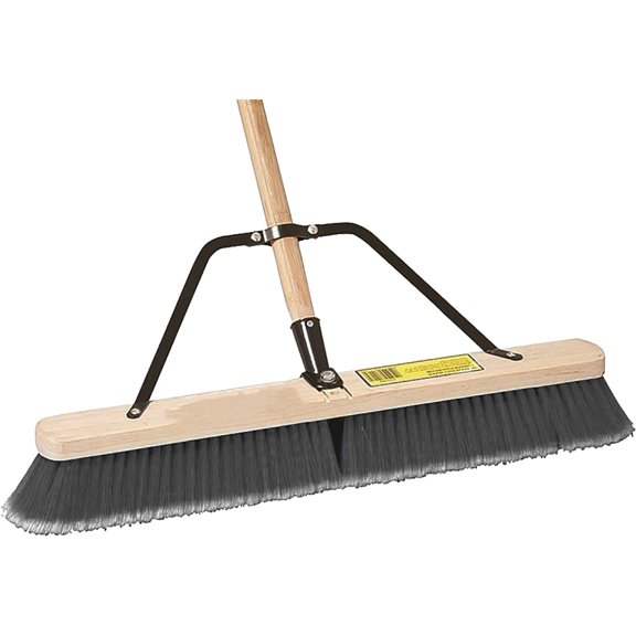 Simple Spaces 93140 Push Broom, 24 in Sweep Face, 3 in L Trim, Polypropylene Bristle, 60 in L, Bolt with Brace