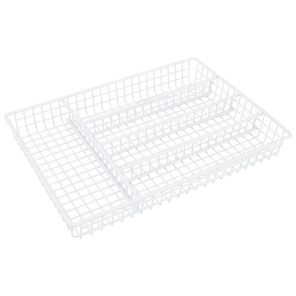 Simple Spaces JI-18W-3L Silverware Storage Tray, Steel, White