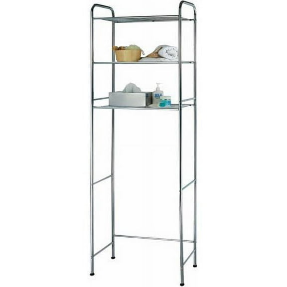 Simple Spaces TS16C0-CH Bathroom Shelf, 15 lb Each Shelf Max Weight Capacity, 3-Shelf, Steel, Polished Chrome