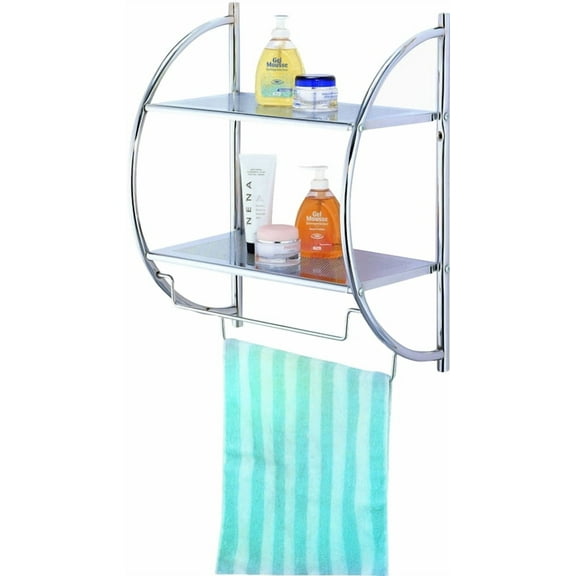 Simple Spaces Y19-CH Bathroom Rack, 8.8 lb Each Shelf, 8.8 lb Each Towel Rack Max Weight Capacity, 1-Shelf, Metal