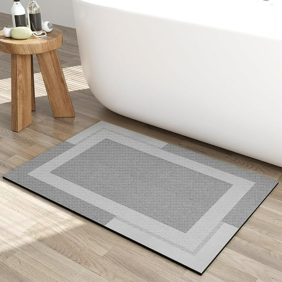 Simple Square Bathroom Floor Mat 15.74x23.62 Inch High Grade Gray Plastic Floor Rug Practical Waterproof Pad for Kitchen Bathroom Entrance Room