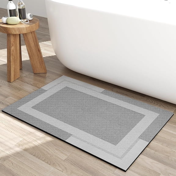 Simple Square Bathroom Floor Mat 15.74x23.62 Inch High Grade Gray Plastic Floor Rug Practical Waterproof Pad for Kitchen Bathroom Entrance Room