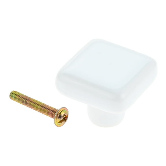 Simple Square Ceramic Cabinet Door Knob W/screw Single Hole Square Handle 27mm 1In Modern Drawer Pull Decor Kitchen Living Room