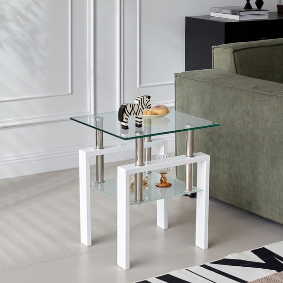 Simple Square Tea Table Design / Fit for Outdoor and Indoor Use / Self - Assembled Glass Table