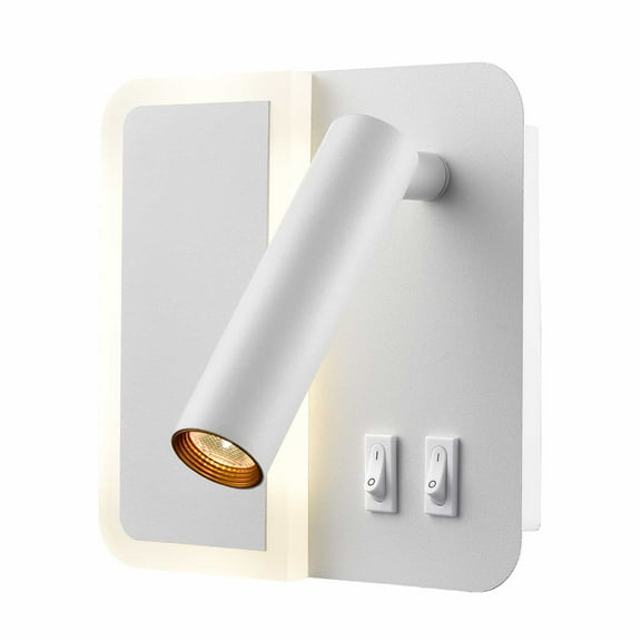 Simple Square Wall Sconce White LED Wall Lamp with Mini Night Light
