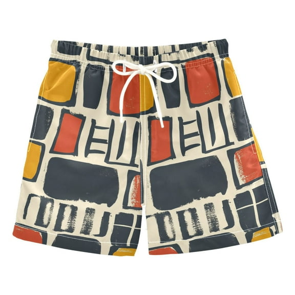 Simple Squares and Rectangles Boys Swim Trunks Quick Dry Boy Swim Shorts for 3-14 Years