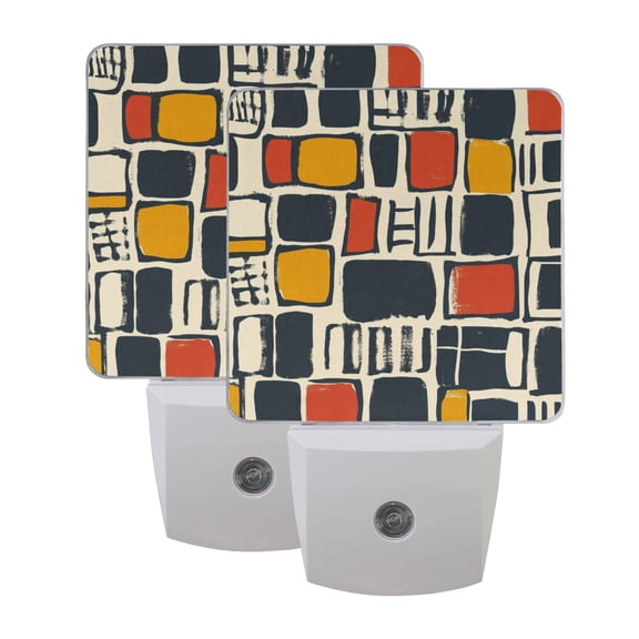 Simple Squares and Rectangles LED Night Light with Smart Sensor Plug Into Wall Dusk to Dawn 2 packs