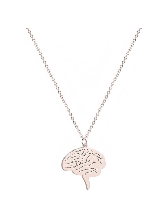 Simple Stainless Steel Brain Pendant Necklace For Women