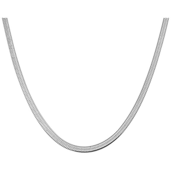 Simple Stainless Steel Necklace - 5mm Flat Bone Chain, Unisex Design for Women & Men, Durable & Fashionable