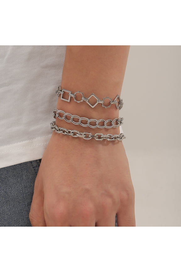 Simple Stainless Steel SUNFLOWER Three-piece Bracelet
