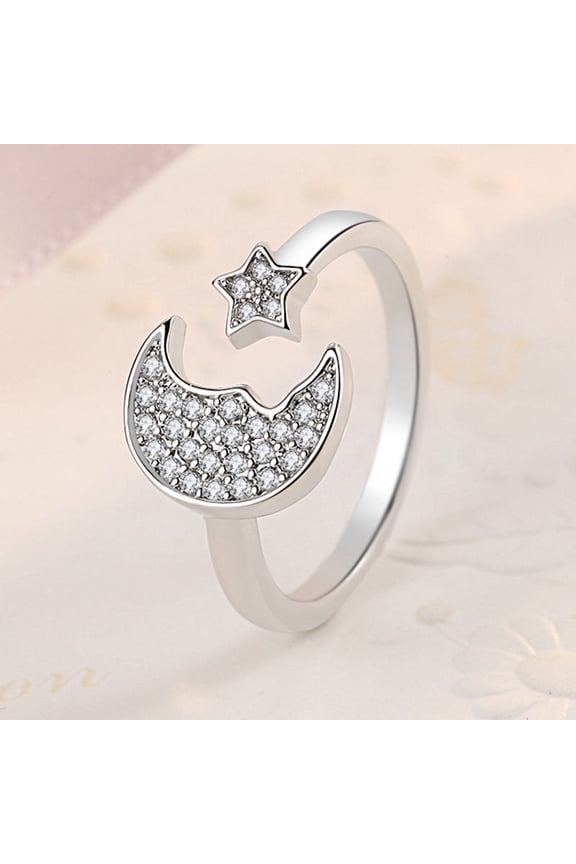Simple Star Moon Wide Face Joint Ring Index Finger Ring Jewelry