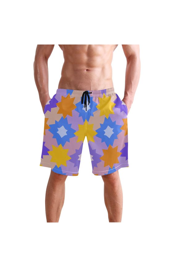 Simple Stars Pattern Men's Swim Trunks Beach Shorts Bathing Bottoms M