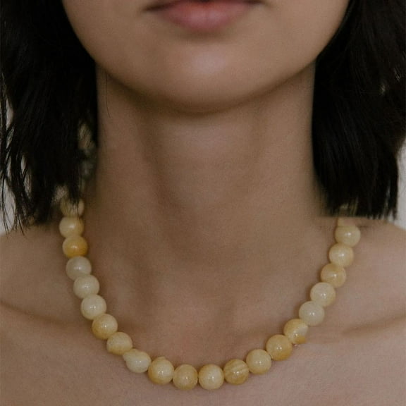 Simple Stitching Citrine Round Beads A String Of Beads Sweater Chain