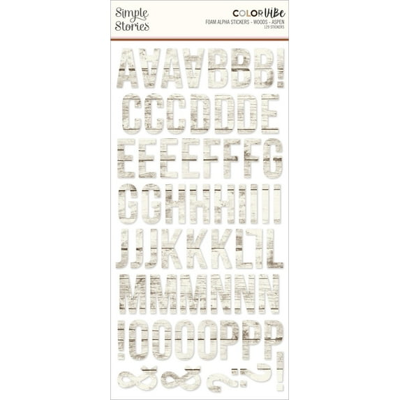 Simple Stories Color Vibe Foam Alpha Stickers 6"X12" 129/Pkg-Woods - Aspen