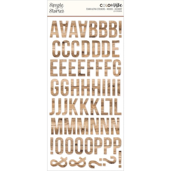Simple Stories Color Vibe Foam Alpha Stickers 6"X12" 129/Pkg-Woods - Hickory