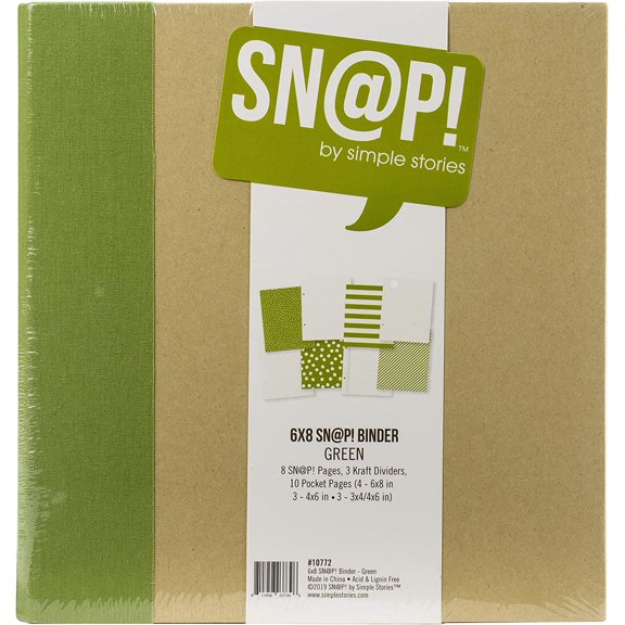 Simple Stories Sn@p Life Binder 6x8 Green Kraft Chipboard Album Memory Keeping