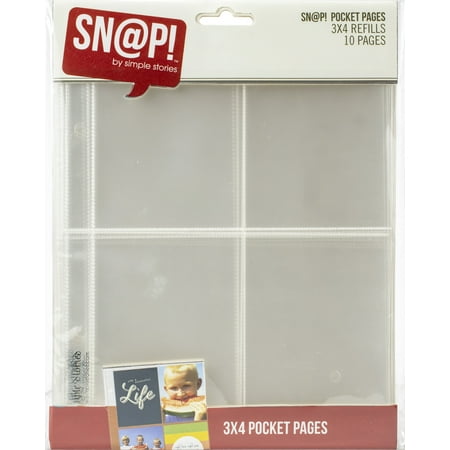 Simple Stories Sn@p! Pocket Pages For 6"X8" Binders 10/Pkg-(4) 3"X4" Pockets