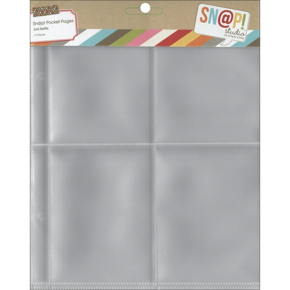 Simple Stories Sn@p! Pocket Pages For 6"X8" Binders 10/Pkg-(4) 3"X4" Pockets