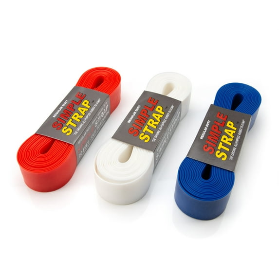 Simple Strap Self-Gripping 2mm Thick Rubber Tie Down Straps, R/W/B 3-Pk 20010