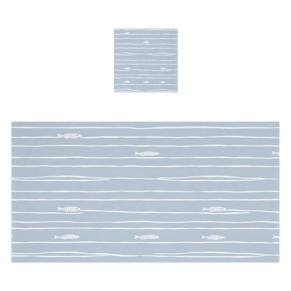 Simple Striped Pattern 2 Piece Cotton Bath and Face Towel Set Soft and Absorbent, for Beach Pool Bathroom