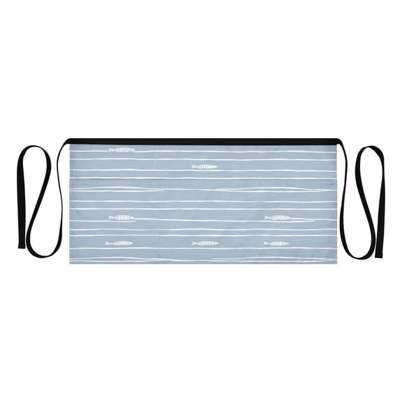 Simple Striped Pattern Multi Pocket Short Apron Waterproof, Adjustable 96.5in Belt for various occasions