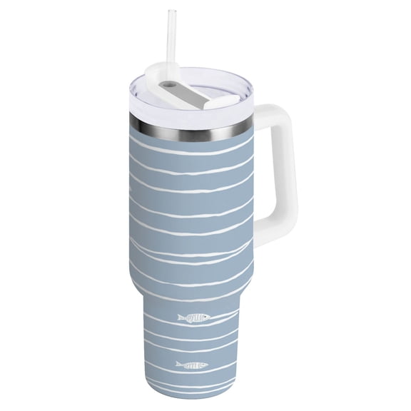 Simple Striped Pattern Water Bottles 30oz Insulated Tumblers Double-Walled Ergonomic Handle Leak Proof