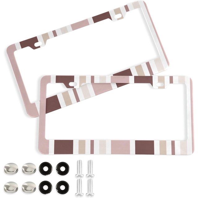 Simple Stripes License Plate Frame 2 PCs Universal Aluminum Car Licence